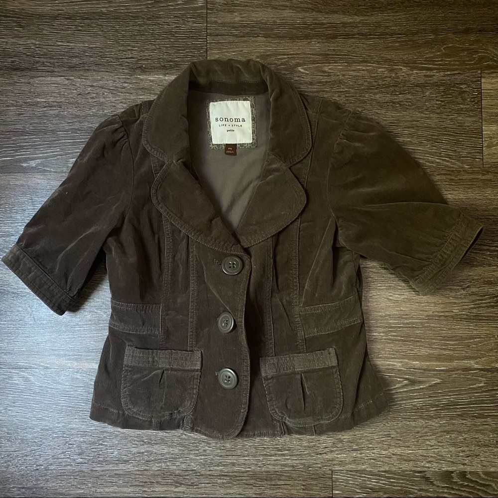 SONOMA brown corduroy short sleeved jacket